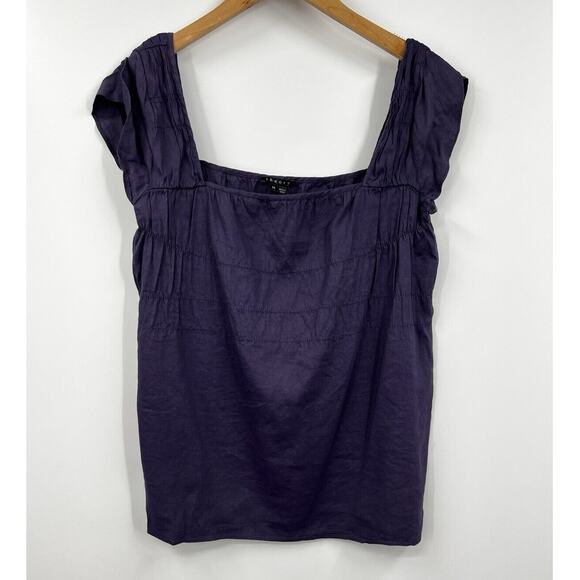 Theory Shirt Womens Tank Top Purple Peplum Angie Linen Lightweight Medium - Picture 1 of 7